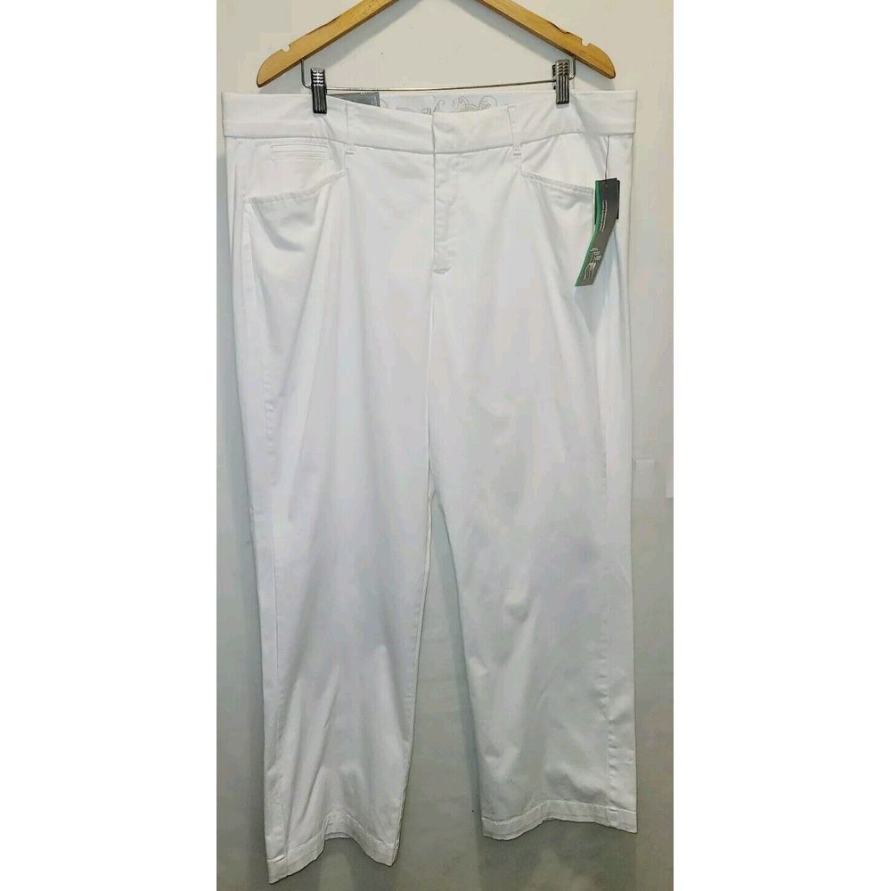 JM Collection Pull On Pants Sz 18 Short‎ No Gap Waistband Slimming White NWT
